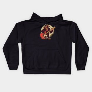 Vintage Chimpanzee Guitar Player Graphic Kids Hoodie